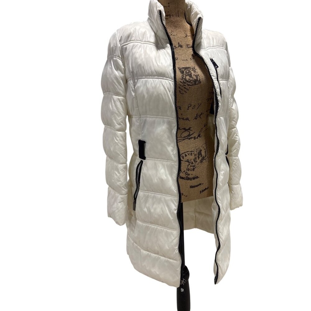 Nautica Womens White Quilted Puffer Coat With Zip Closure & Pockets - Picture 3 of 9